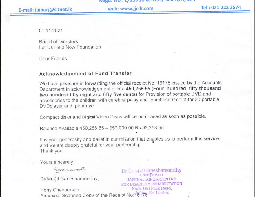 JJCDR Thank you letter