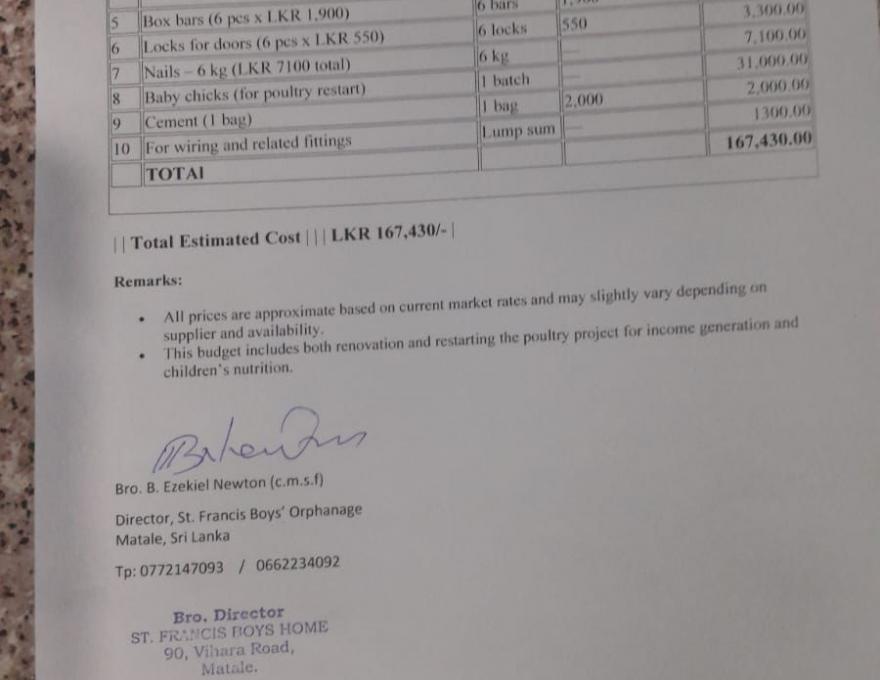 Poultry Shed Renovation for St. Francis Boys Home